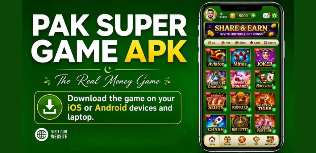 Pak Super poster with a phone lobby and an Android download line