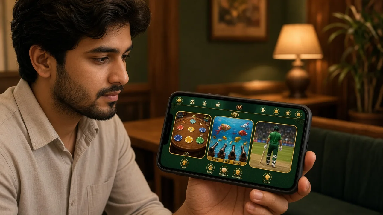 Pak Super lobby with casino, fish shooting and sports categories