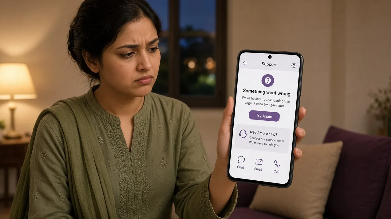 Pakistani user checking Pak Super support after a mobile loading error